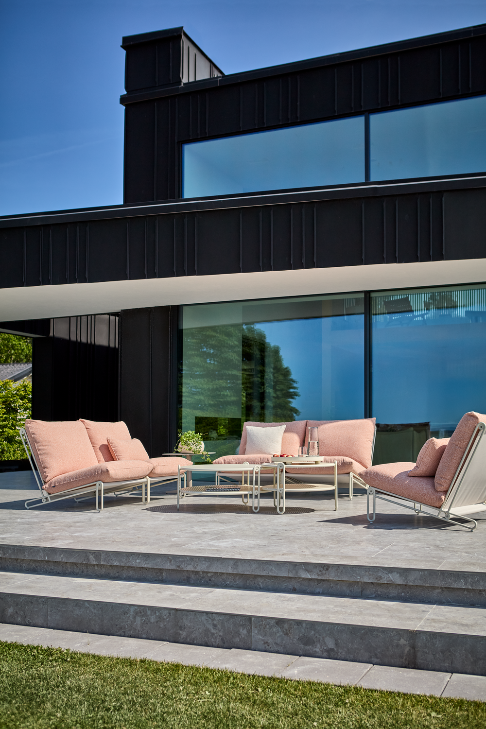 Blixt loungestol Pearl White/Teddy Orange