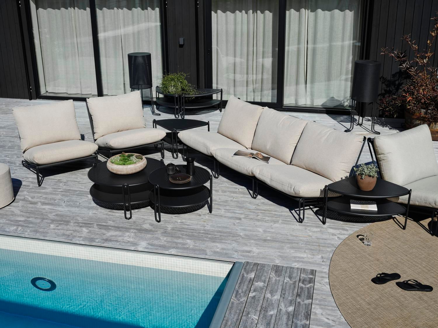 Blixt loungestol Black/Cley beige