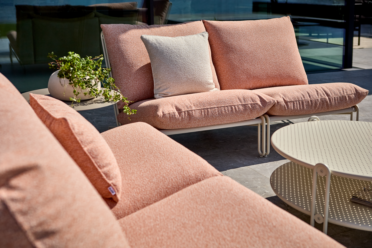 Blixt loungestol Pearl White/Teddy Orange