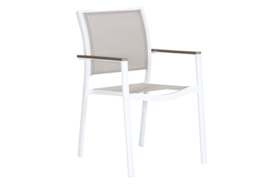 Scilla stol med armlæn Hvid/Taupe