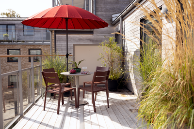 Shanghai parasol Antracit/rød