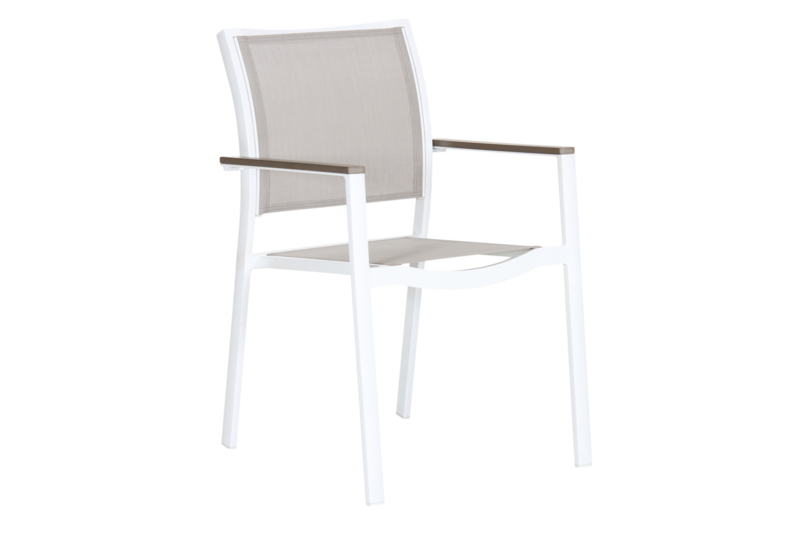 Scilla stol med armlæn Hvid/Taupe