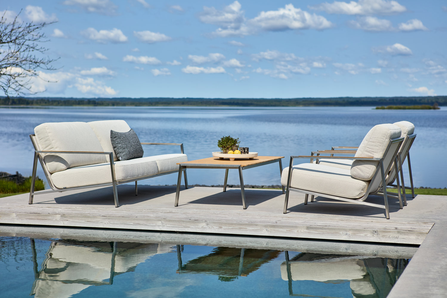 Naos lænestol Stainless Steel/Dot Beige