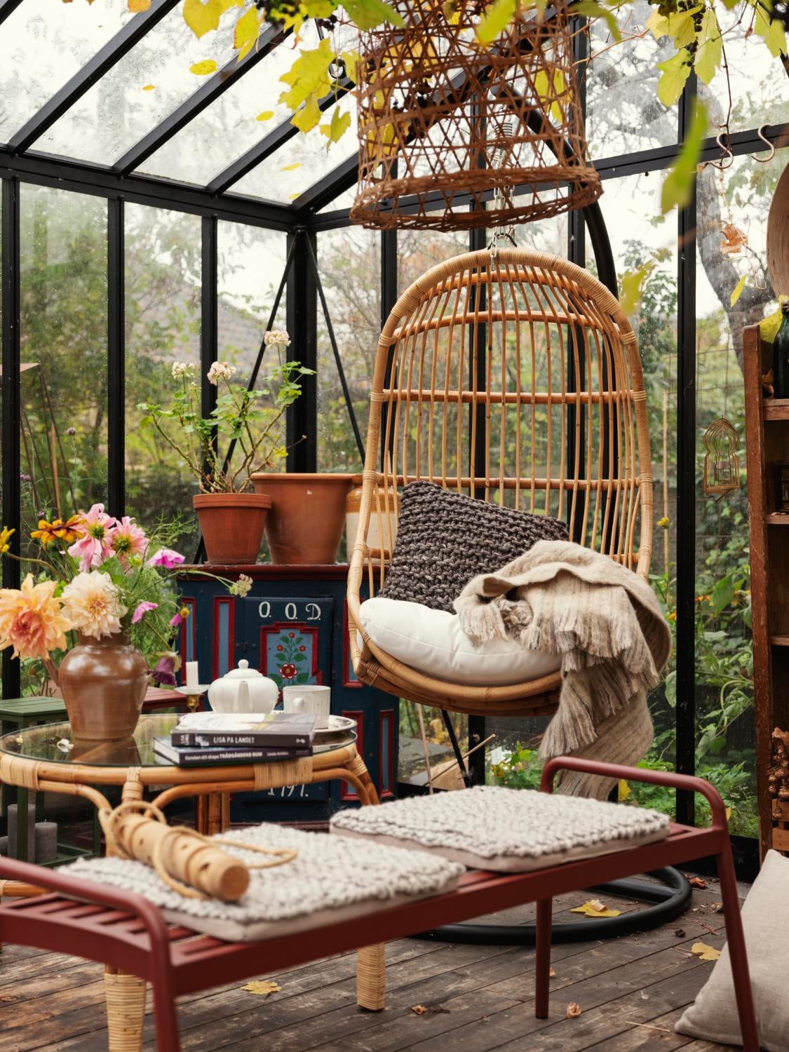 Vallda hængestol Natur/hvid